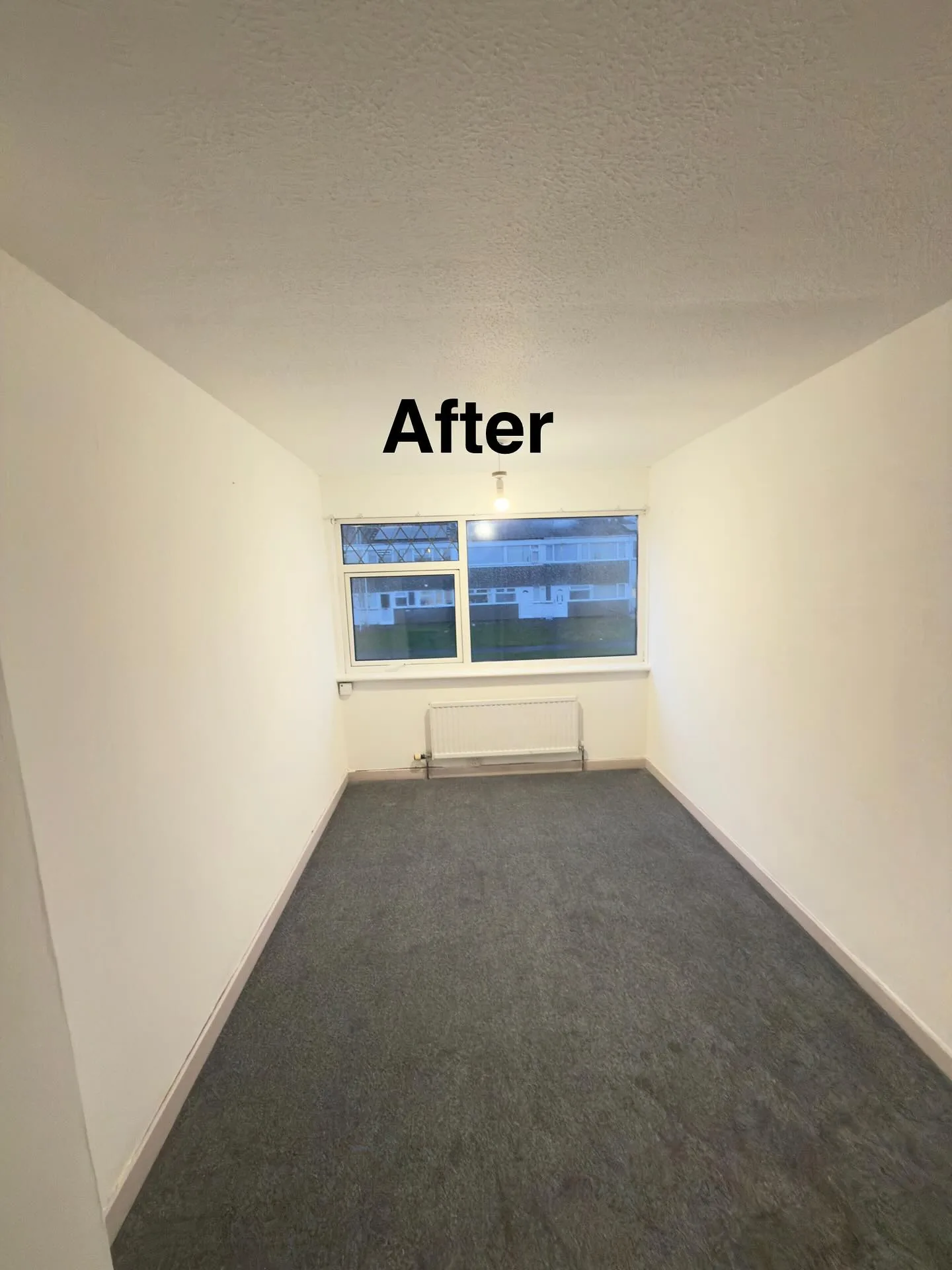 Empty carpeted bedroom, clean and ready after a clearance