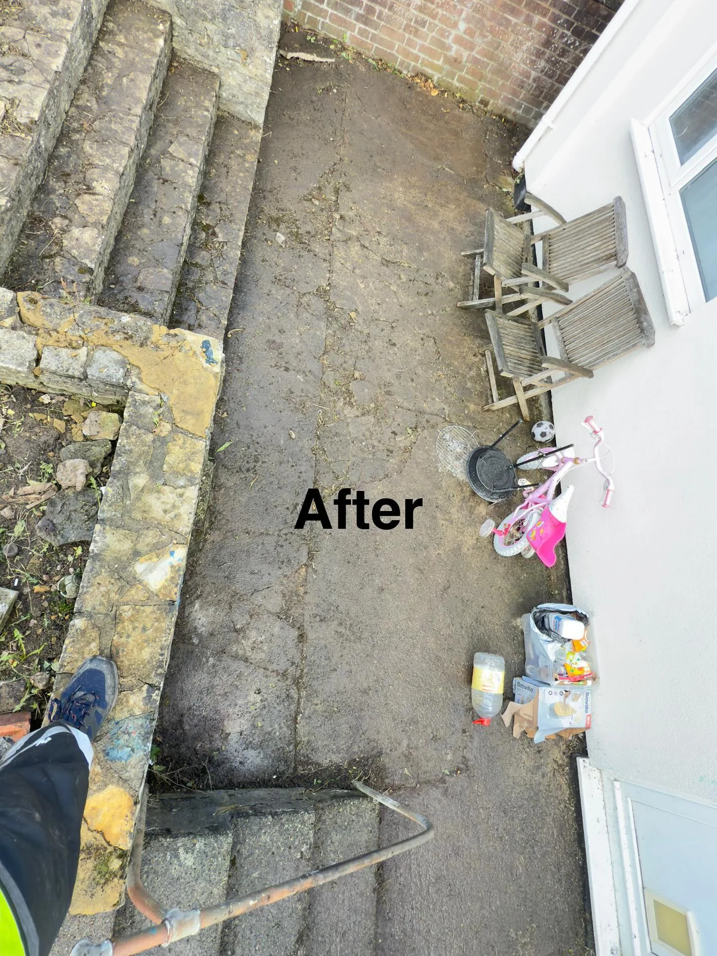 Same side passage cleared, jet-washed and tidy